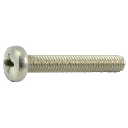 MIDWEST FASTENER M6-1.00 x 40 mm Phillips Pan Machine Screw, Plain A2 Stainless Steel, 10 PK 34752